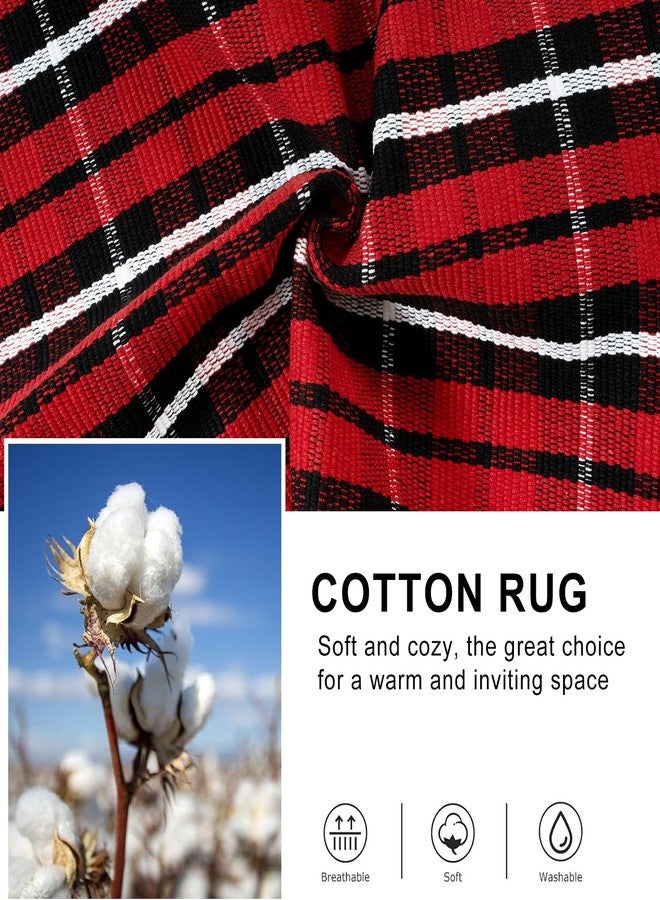 Collive Buffalo Plaid Checkered Outdoor Rug, Christmas Decor Door Mat, Xmas Red and Black 2x4.3 Front Porch Rug, Washable Welcome Layered Doormat Outside Entrance for Kitchen Entryway Patio - Image 4